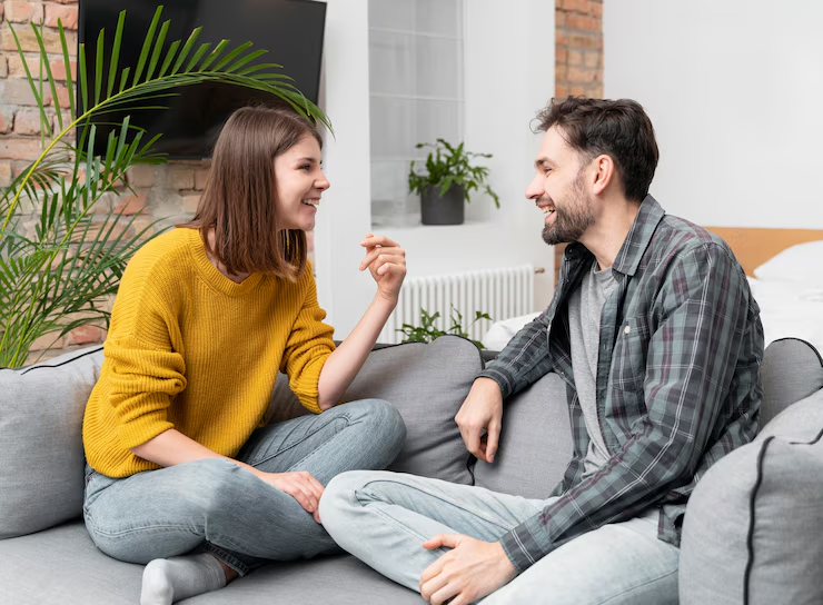 A couple having a conversation